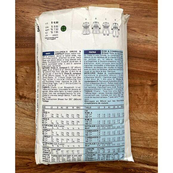 Vintage 1990s Butterick 5665 Sewing Pattern Size 2-3 Dress or Jumpsuit COMPLETE - Picture 2 of 2